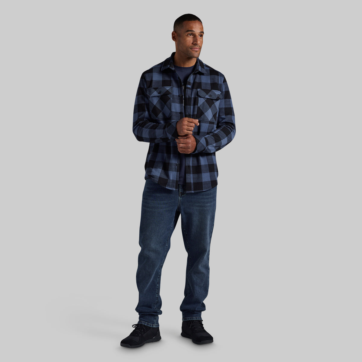 Woodsman Stretchy Flannel (Midnight Check)