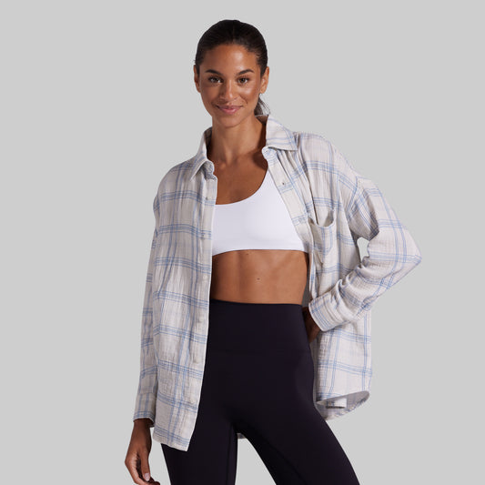 Women's Oversized Summer Plaid (Sunwashed Pearl)