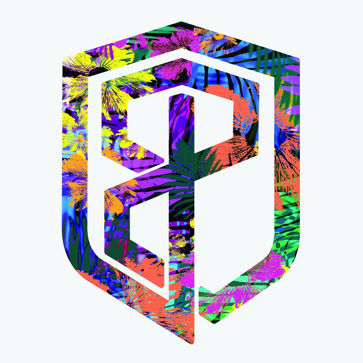 Colorful shield-shaped logo on a white background