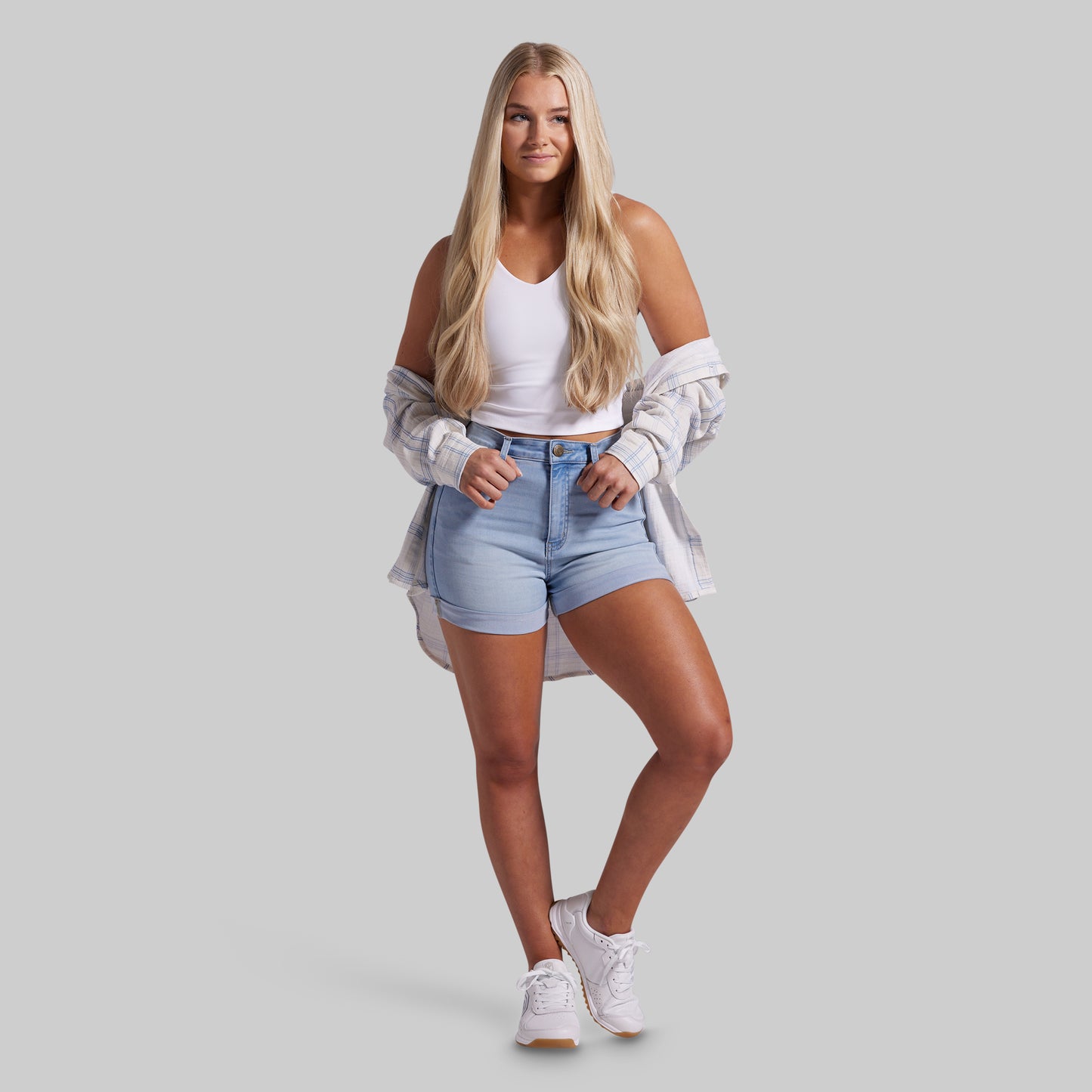 FLEX Stretchy Mom Jean Short (Light Fade Wash)