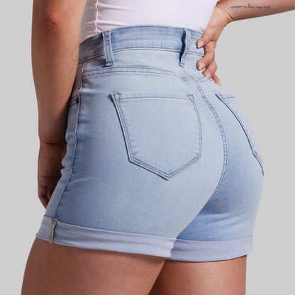 FLEX Stretchy Mom Jean Short (Light Fade Wash)