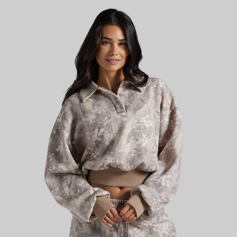 Cozy Fleece Polo Sweatshirt (Leaf Camo)