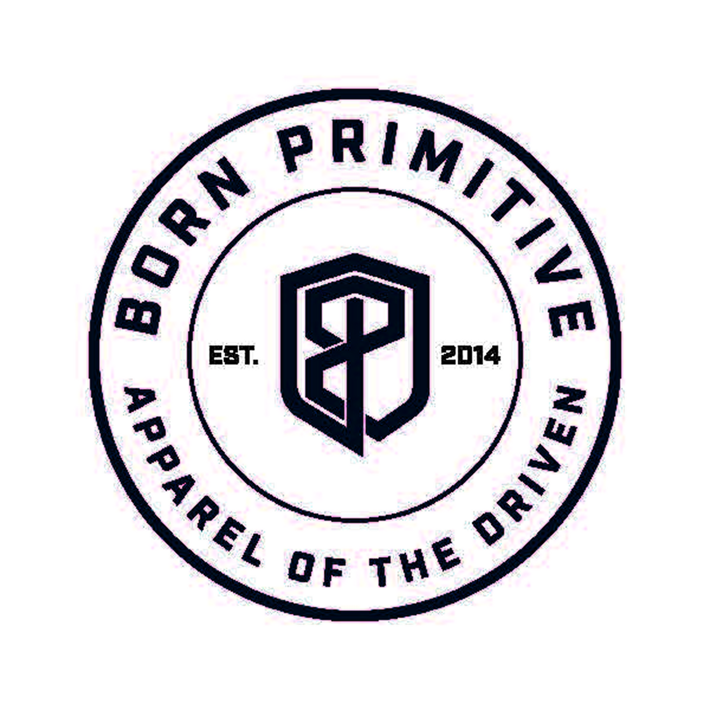 Born Primitive logo with text 'Born Primitive Apparel of the Driven' on a white background
