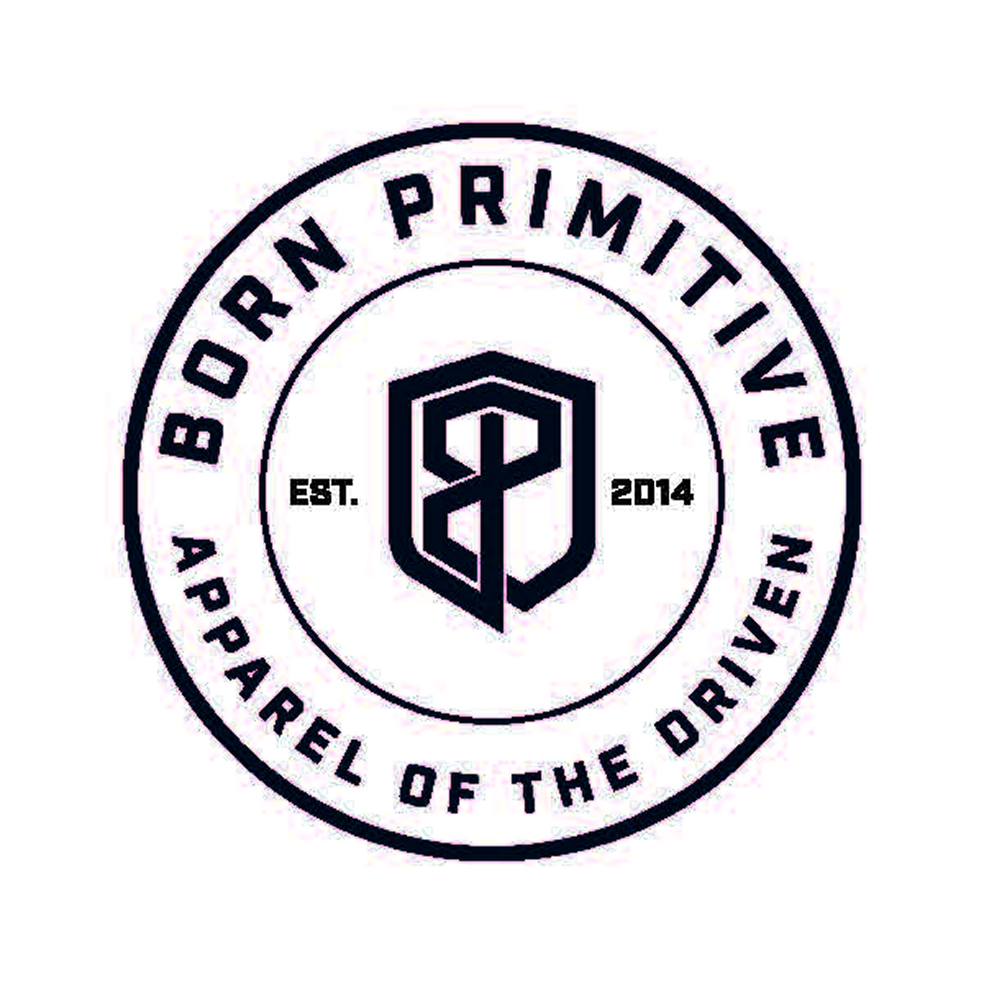 Born Primitive logo with text 'Born Primitive Apparel of the Driven' on a white background