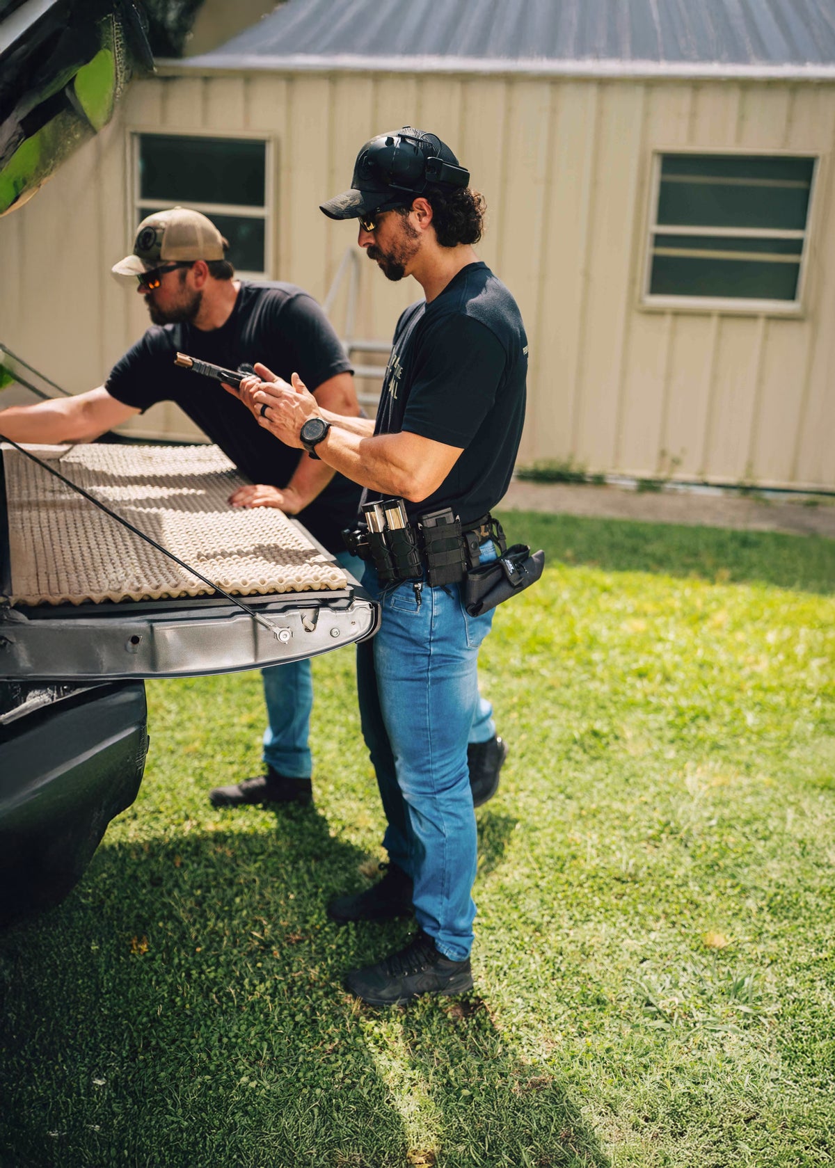 Defender 1 duty boot black being worn while reloading 
