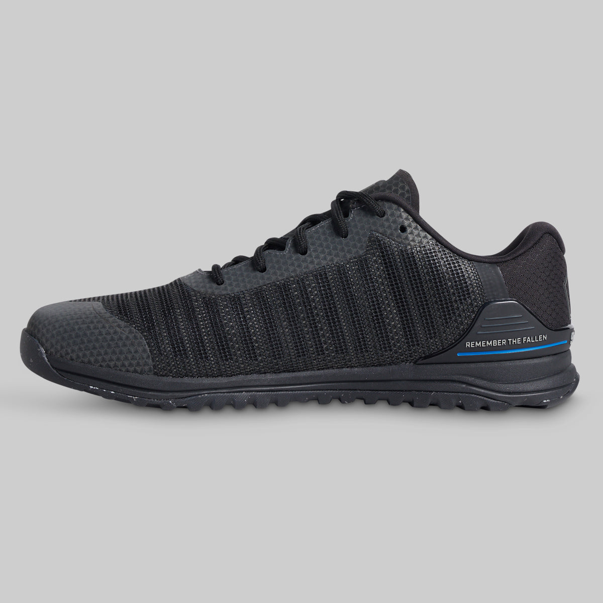 Women's metal grey 9/11 Savage 1 training shoe, inner side with Remember the Fallen detail