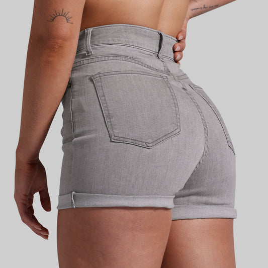 FLEX Stretchy Mom Jean Short (Light Grey Wash)