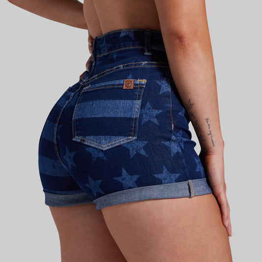 FLEX Stretchy Mom Jean Short (Dark Americana)