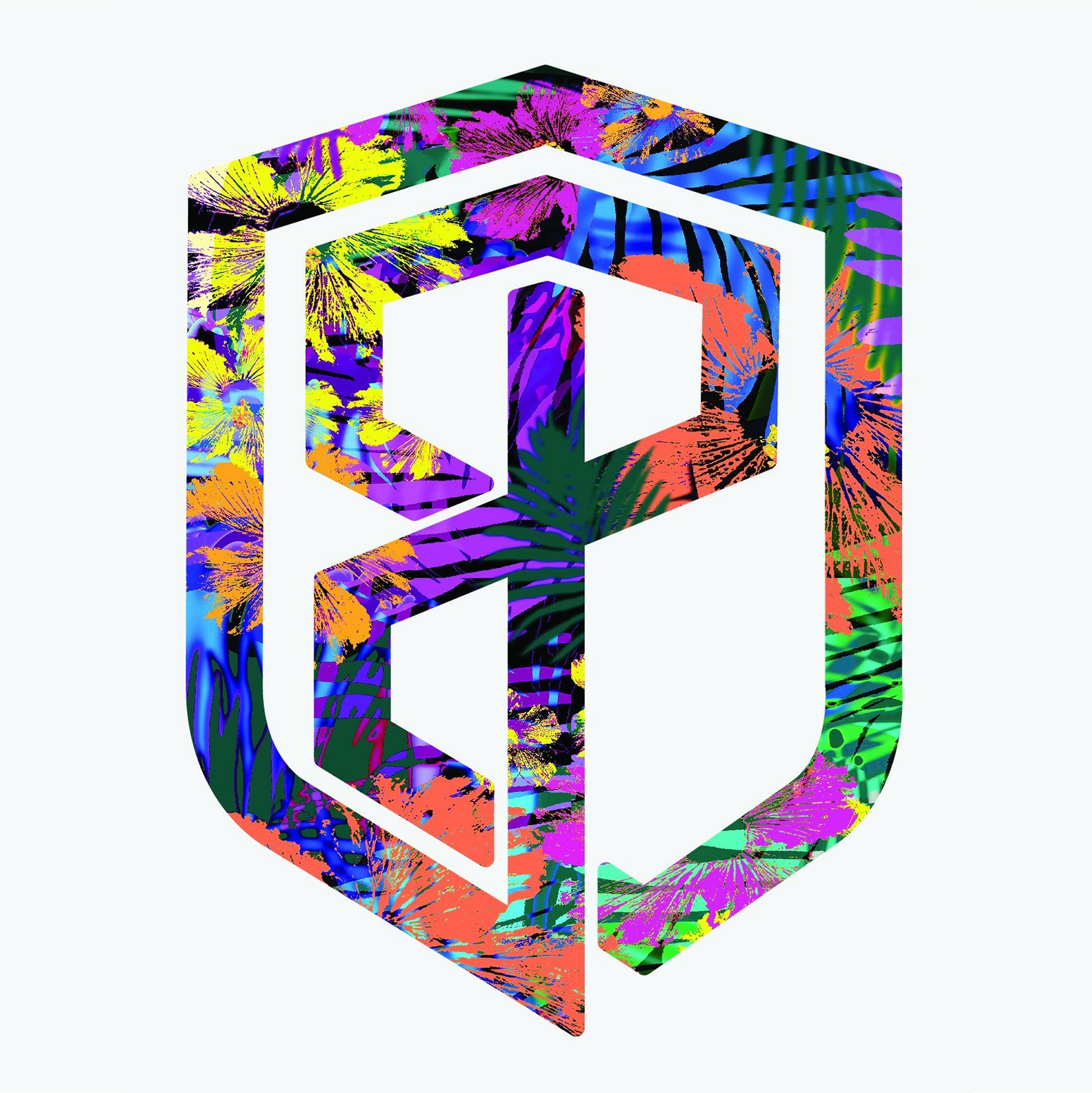 Colorful shield-shaped logo on a white background