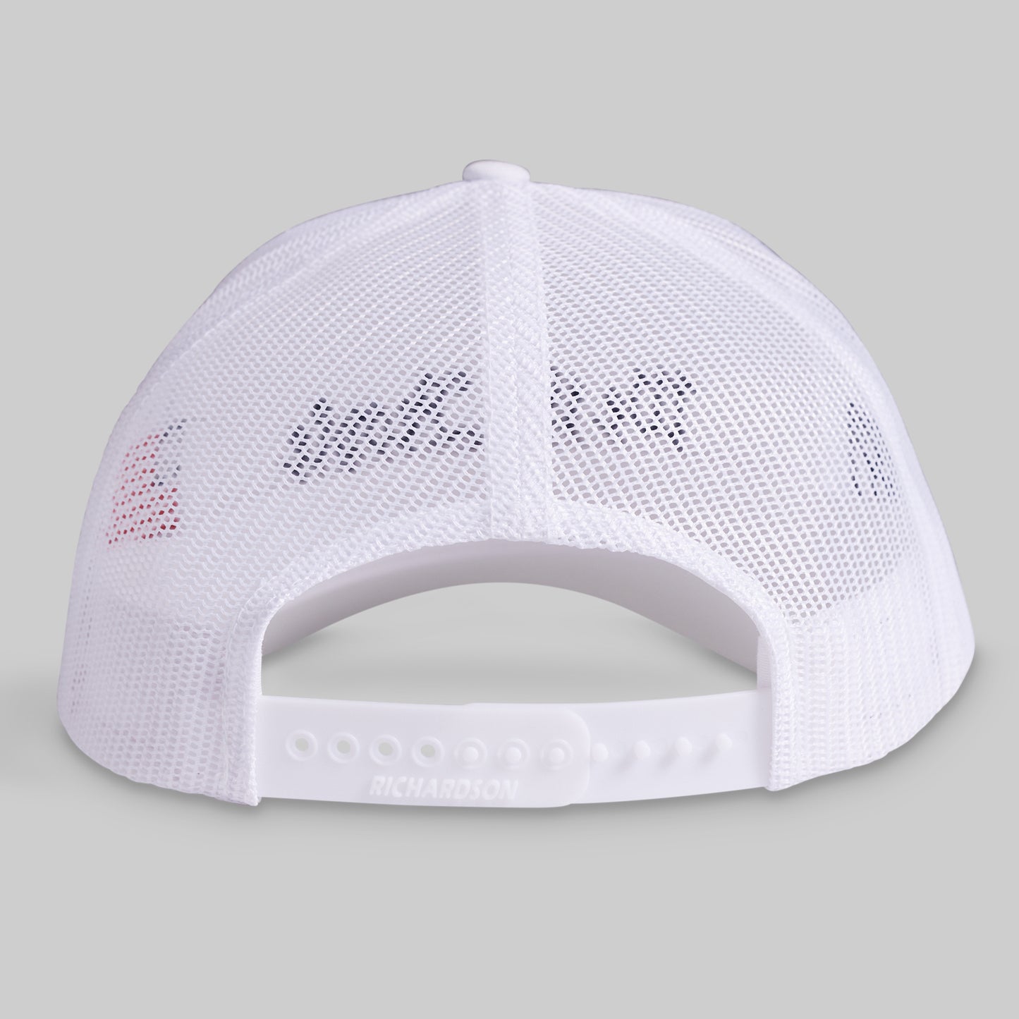 White mesh cap on a gray background